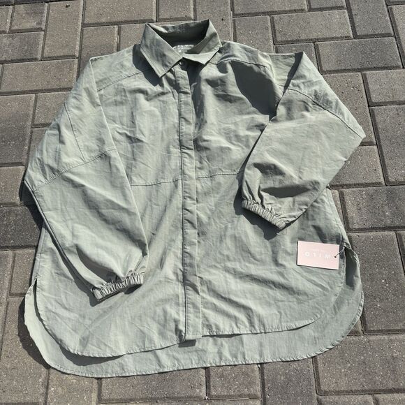 NWT Wilo the Label Women's Workout/Beach Coverup Parachute Shirt SAGE GREEN Med - Picture 1 of 10
